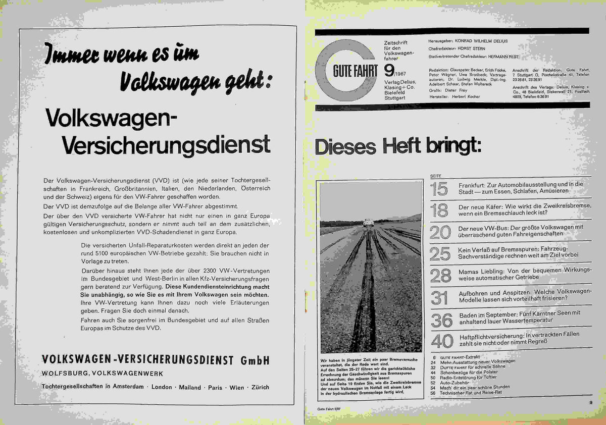 Inhaltsverzeichnis Gute Fahrt 09/1967