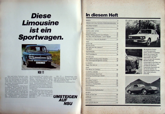 Inhaltsverzeichnis Auto Motor und Sport 09/1968