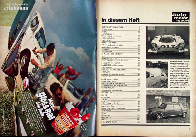 Inhaltsverzeichnis Auto Motor und Sport 09/1969