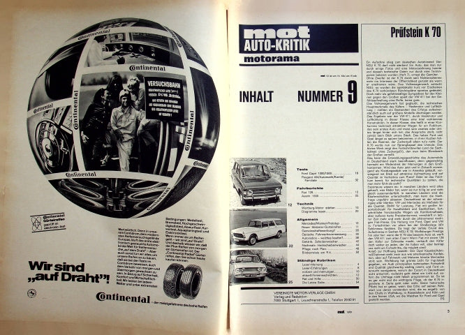 Inhaltsverzeichnis MOT 09/1969