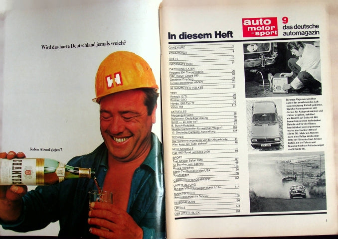 Inhaltsverzeichnis Auto Motor und Sport 09/1970