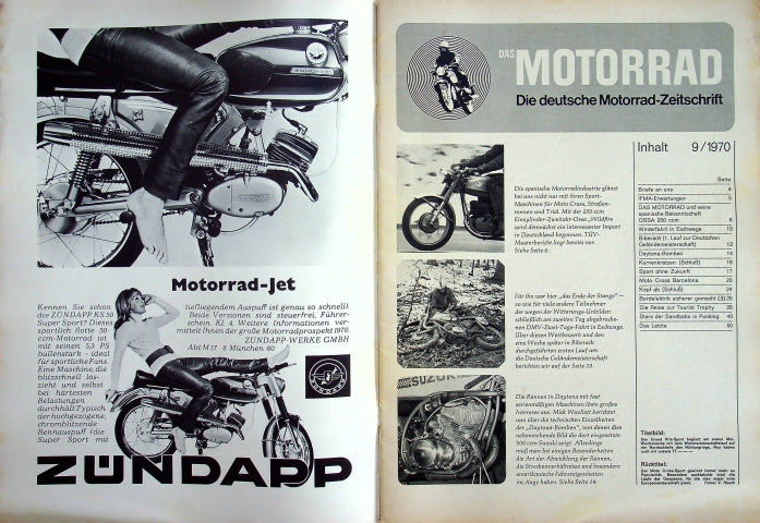 Inhaltsverzeichnis Motorrad 09/1970