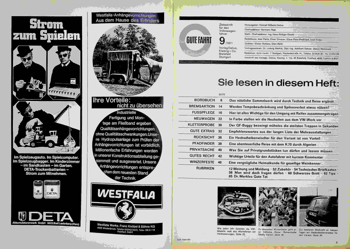 Inhaltsverzeichnis Gute Fahrt 09/1971