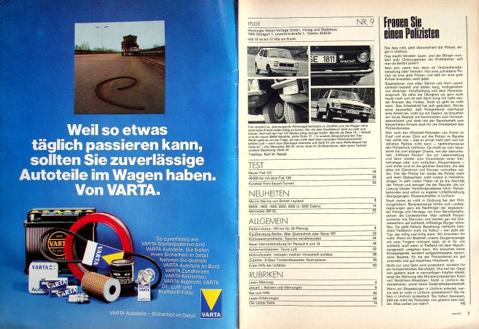 Inhaltsverzeichnis MOT 09/1971