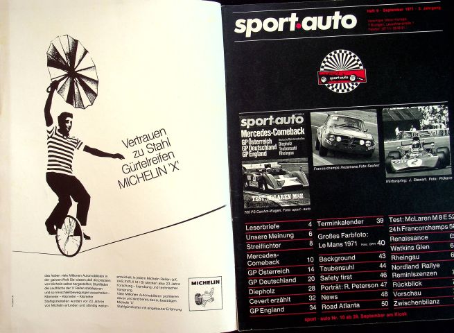 Inhaltsverzeichnis Sport Auto 09/1971