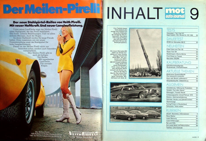 Inhaltsverzeichnis MOT 09/1972