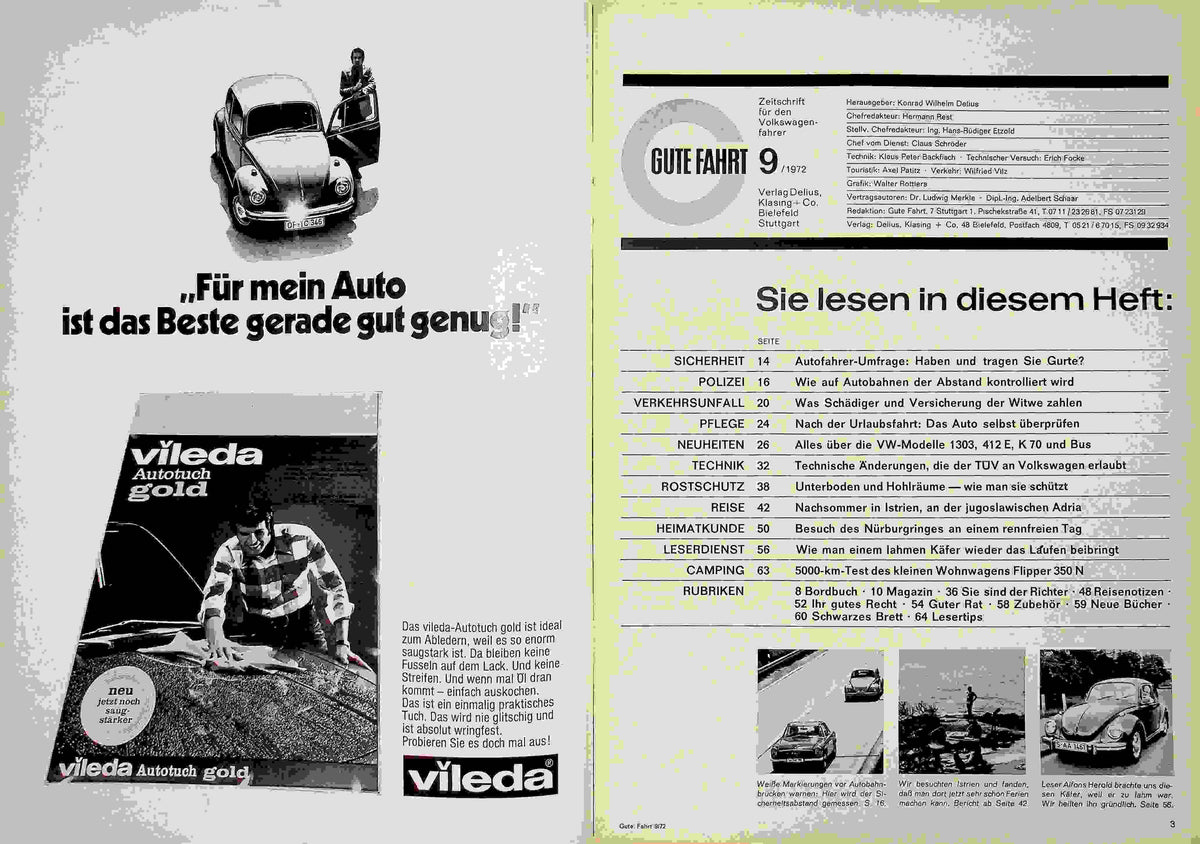 Inhaltsverzeichnis Gute Fahrt 09/1972