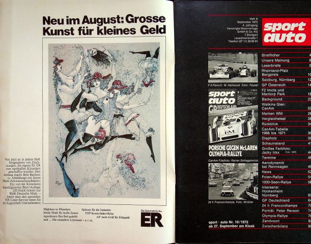 Inhaltsverzeichnis Sport Auto 09/1972