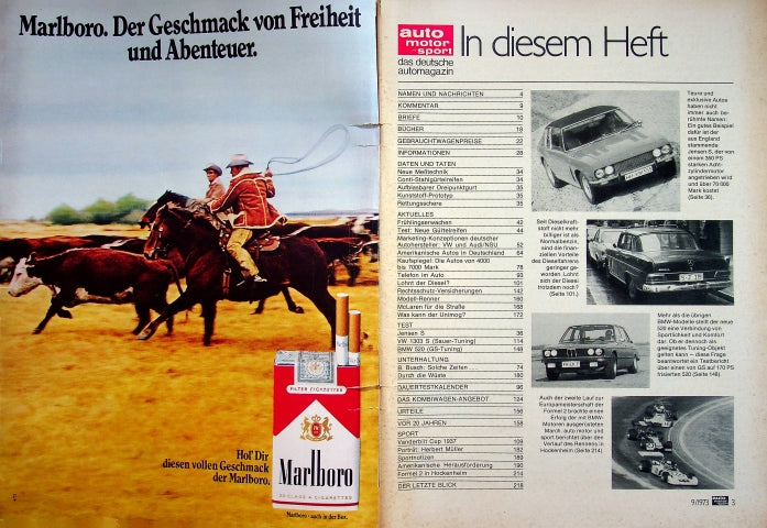 Inhaltsverzeichnis Auto Motor und Sport 09/1973