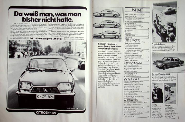 Inhaltsverzeichnis Autozeitung 09/1973