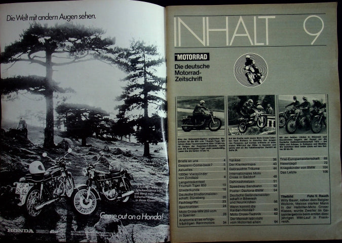 Inhaltsverzeichnis Motorrad 09/1973
