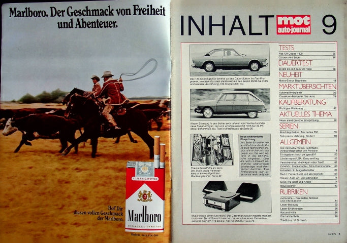 Inhaltsverzeichnis MOT 09/1973
