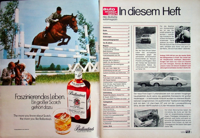 Inhaltsverzeichnis Auto Motor und Sport 09/1974