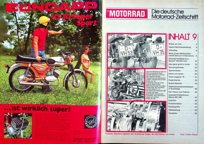 Inhaltsverzeichnis Motorrad 09/1974