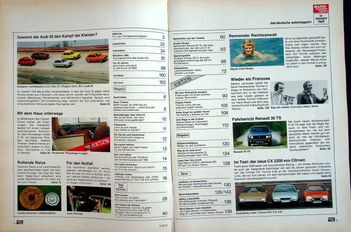 Inhaltsverzeichnis Auto Motor und Sport 09/1975