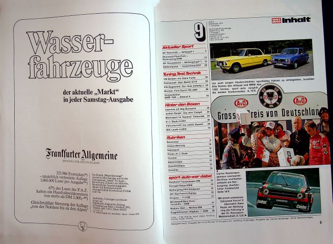 Inhaltsverzeichnis Sport Auto 09/1975