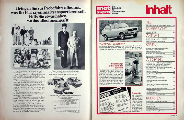 Inhaltsverzeichnis MOT 09/1975