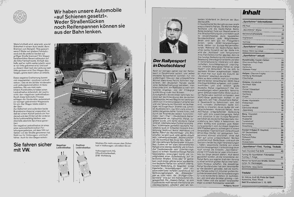 Inhaltsverzeichnis Sport Fahrer 09/1975
