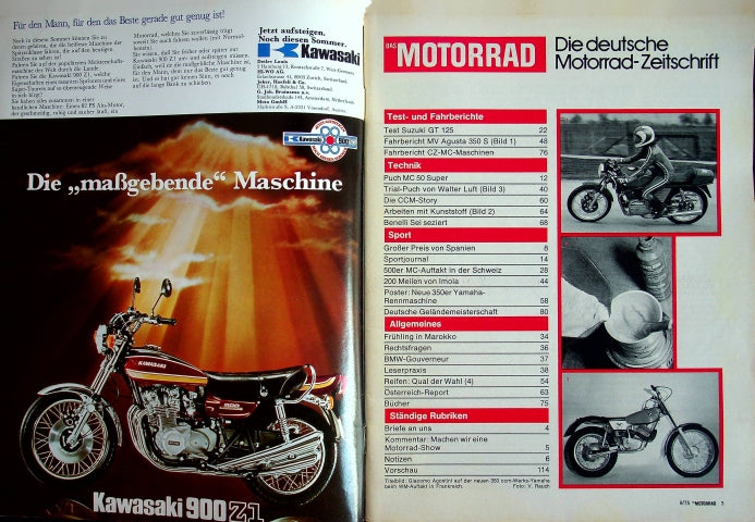Inhaltsverzeichnis Motorrad 09/1975