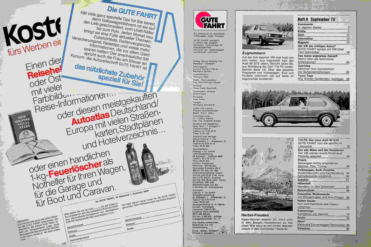 Inhaltsverzeichnis Gute Fahrt 09/1975