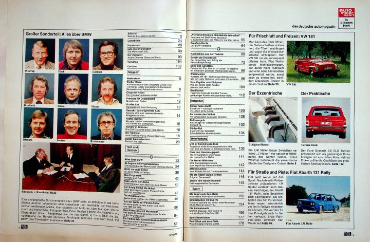 Inhaltsverzeichnis Auto Motor und Sport 09/1976
