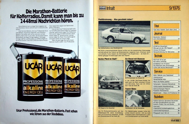 Inhaltsverzeichnis MOT 09/1976