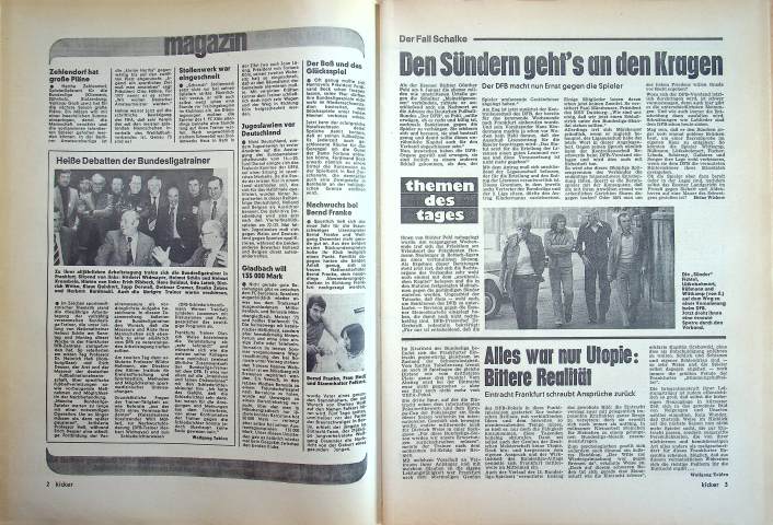 Inhaltsverzeichnis Kicker 09/1976