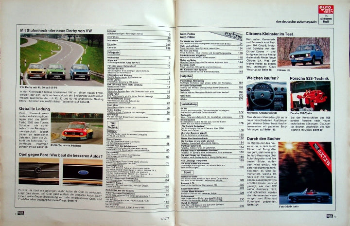 Inhaltsverzeichnis Auto Motor und Sport 09/1977