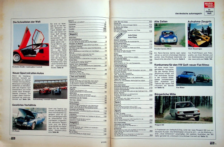 Inhaltsverzeichnis Auto Motor und Sport 09/1978