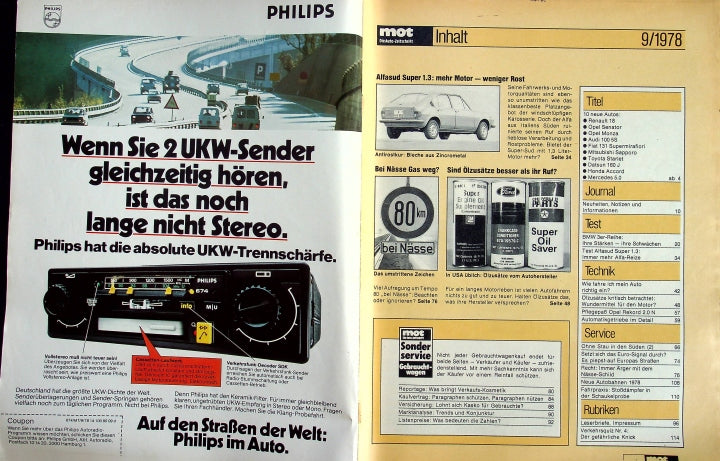Inhaltsverzeichnis MOT 09/1978