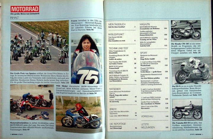 Inhaltsverzeichnis Motorrad 09/1978