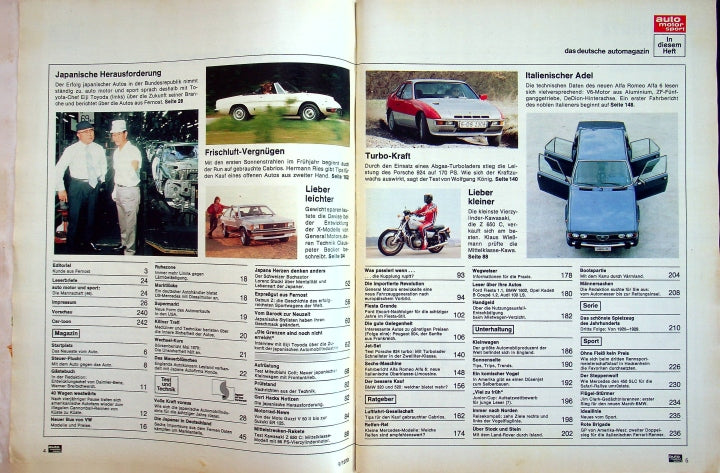 Inhaltsverzeichnis Auto Motor und Sport 09/1979