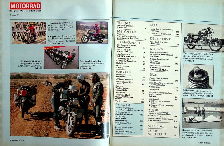 Inhaltsverzeichnis Motorrad 09/1979