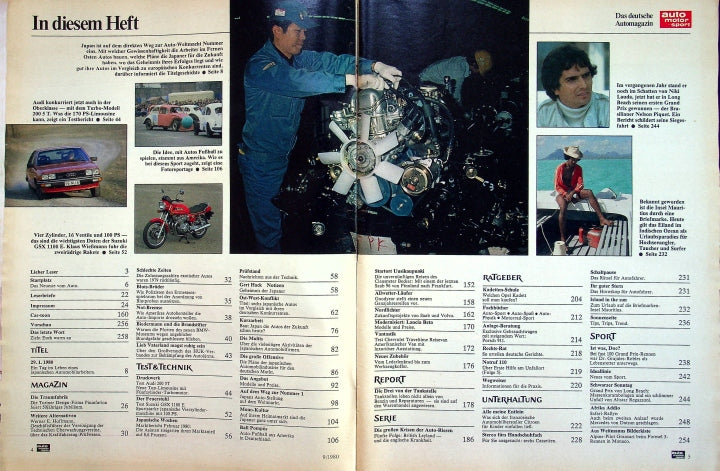Inhaltsverzeichnis Auto Motor und Sport 09/1980