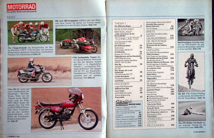 Inhaltsverzeichnis Motorrad 09/1980