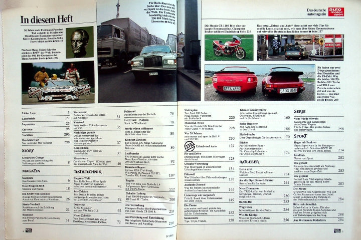 Inhaltsverzeichnis Auto Motor und Sport 09/1981