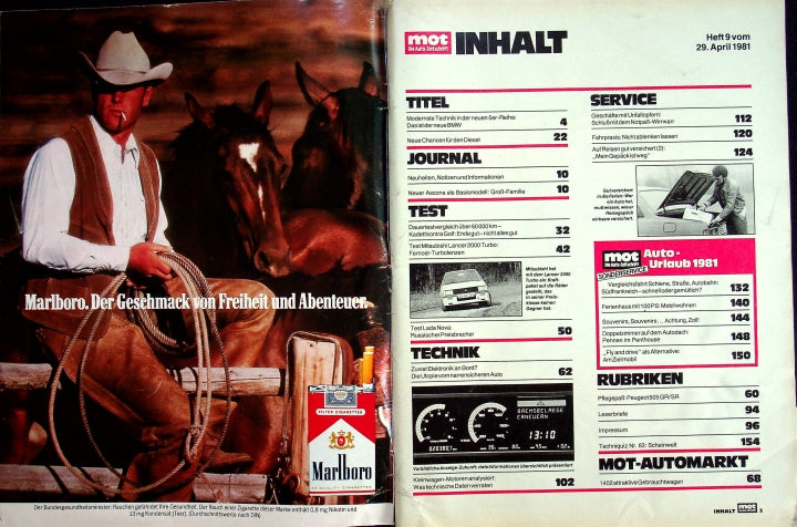 Inhaltsverzeichnis MOT 09/1981