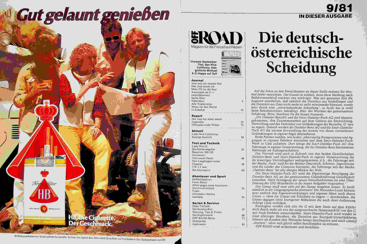Inhaltsverzeichnis Offroad 09/1981