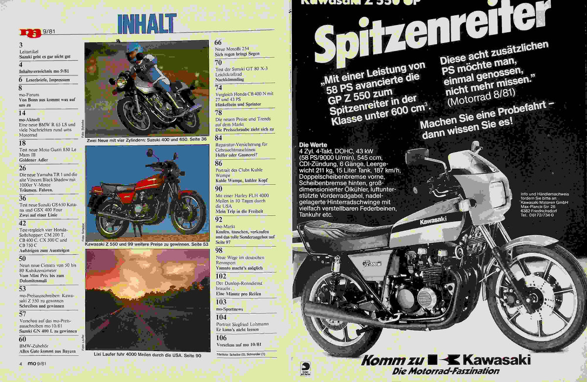 Inhaltsverzeichnis MO Magazin 09/1981