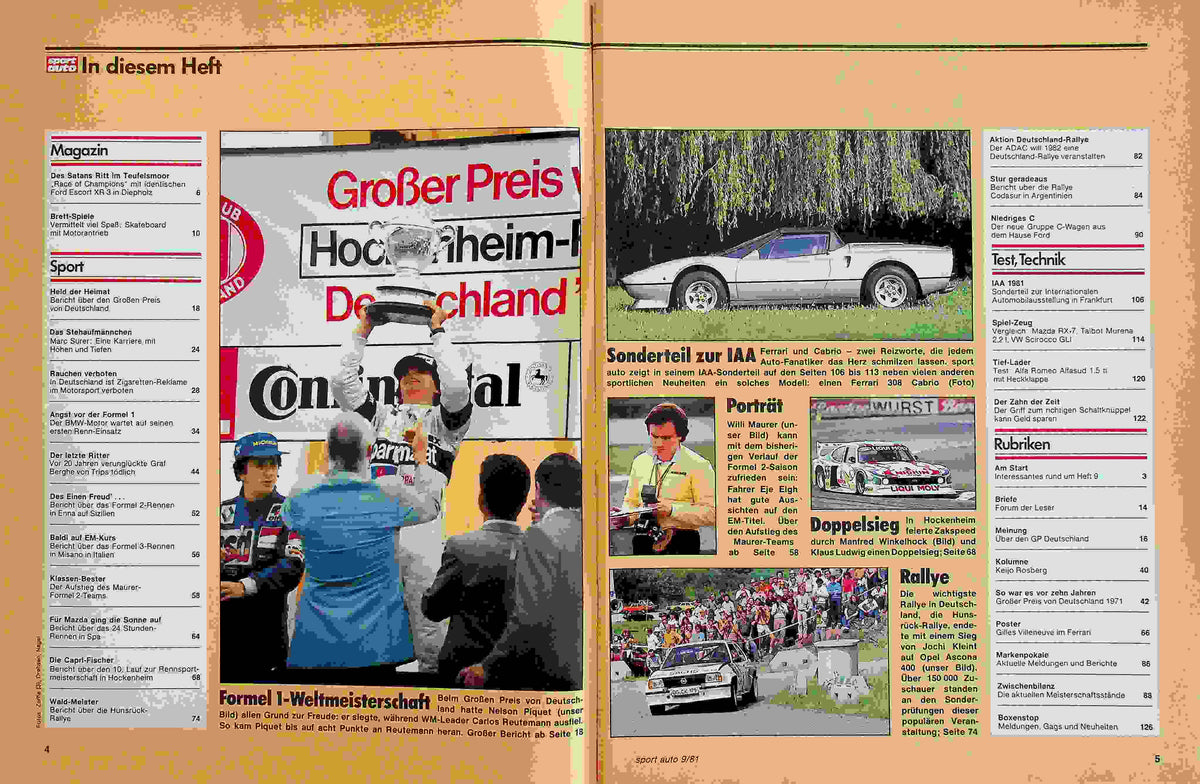 Inhaltsverzeichnis Sport Auto 09/1981