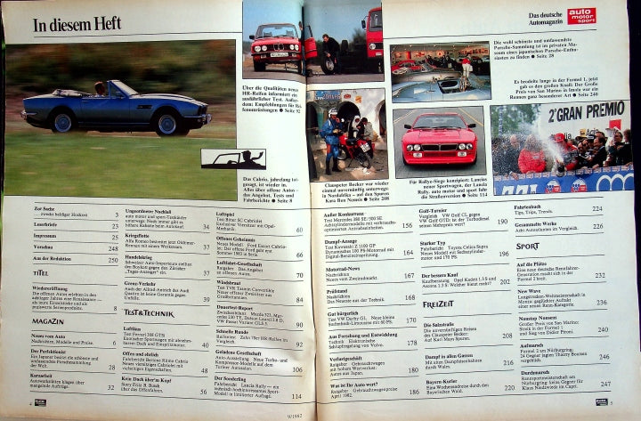 Inhaltsverzeichnis Auto Motor und Sport 09/1982