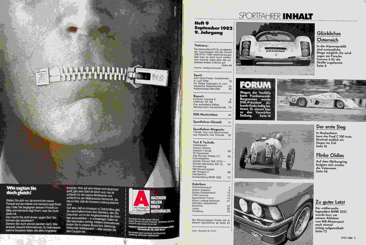 Inhaltsverzeichnis Sport Fahrer 09/1982