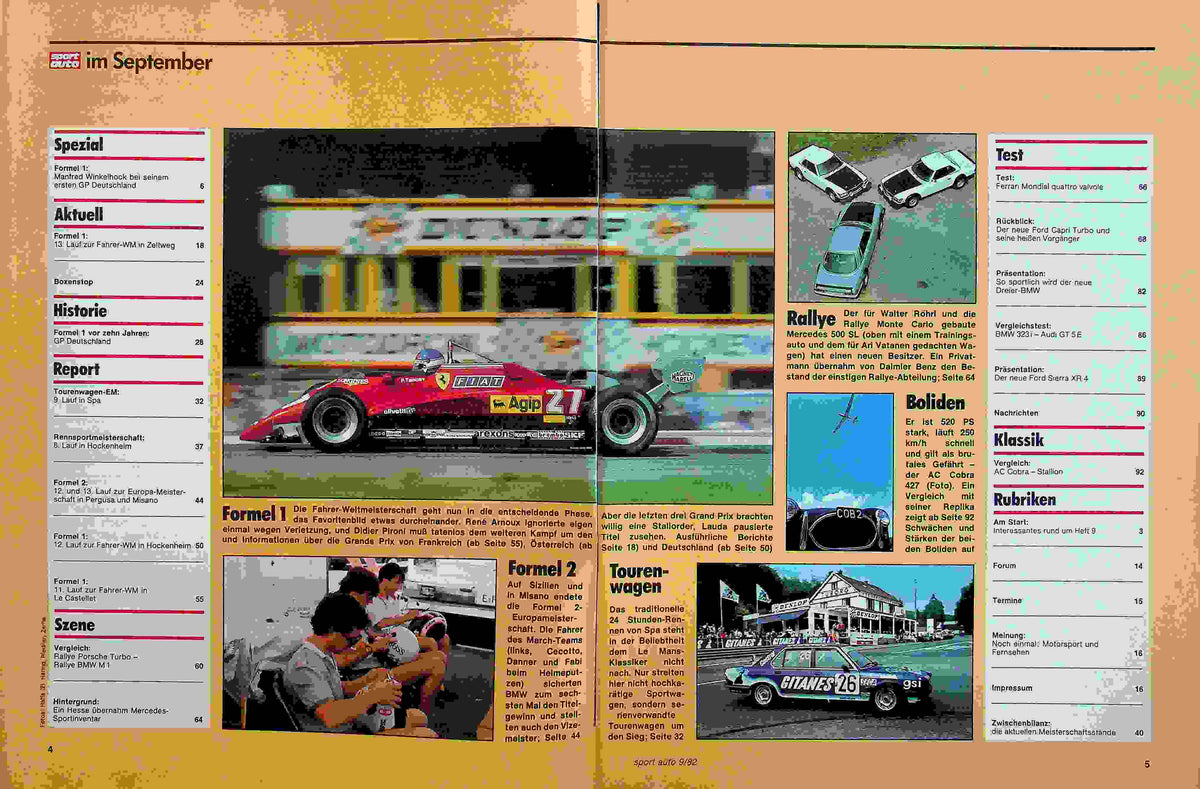 Inhaltsverzeichnis Sport Auto 09/1982