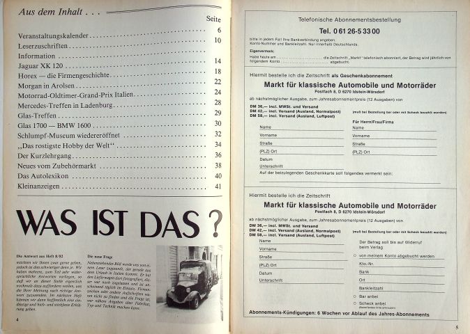 Inhaltsverzeichnis Oldtimer Markt 09/1982