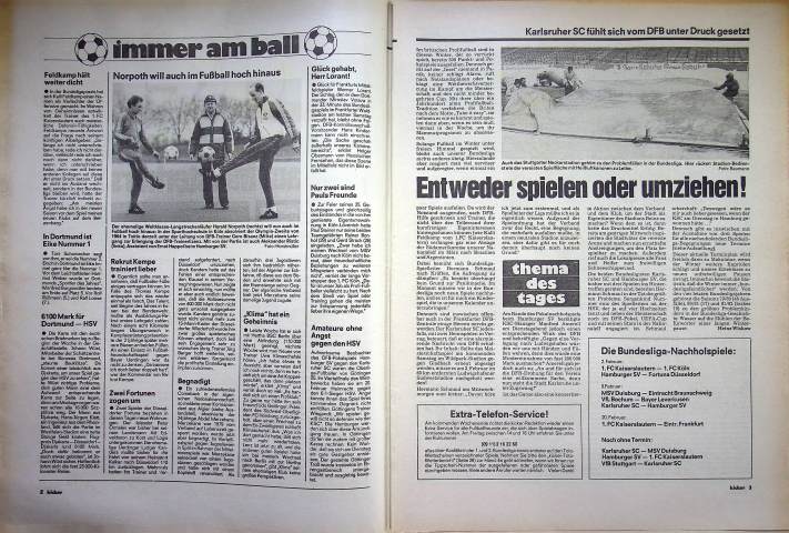 Inhaltsverzeichnis Kicker 09/1982