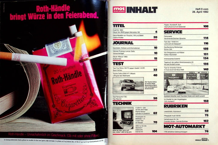 Inhaltsverzeichnis MOT 09/1982