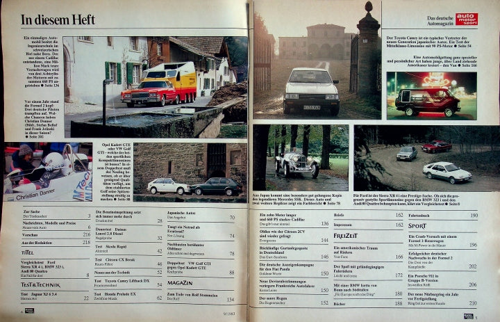 Inhaltsverzeichnis Auto Motor und Sport 09/1983