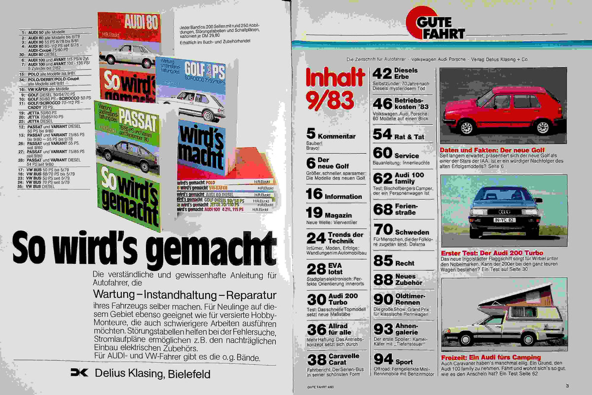 Inhaltsverzeichnis Gute Fahrt 09/1983