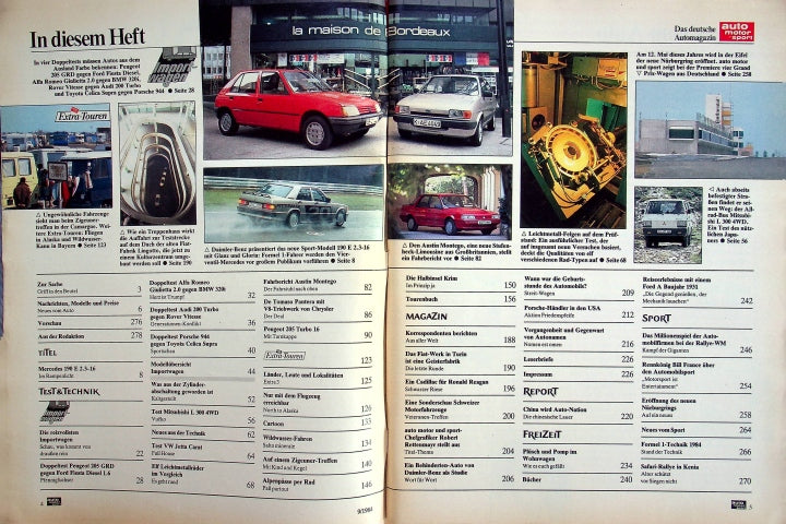 Inhaltsverzeichnis Auto Motor und Sport 09/1984