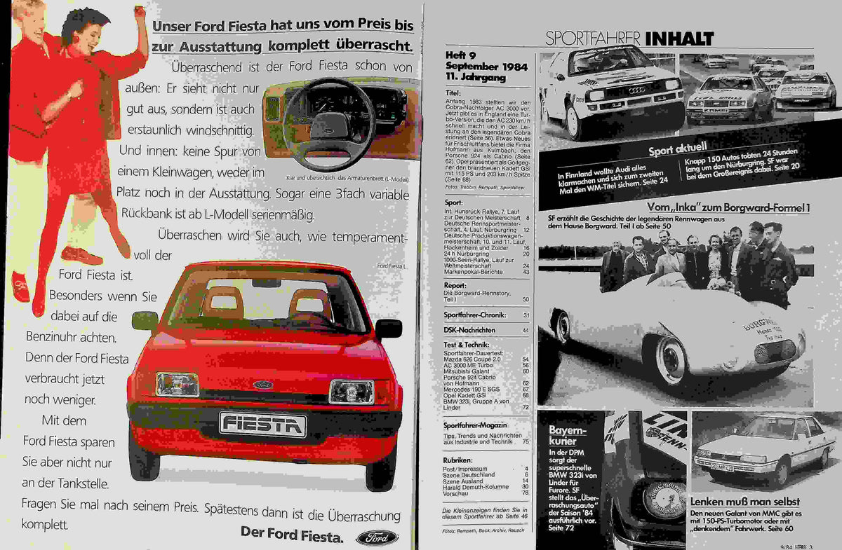 Inhaltsverzeichnis Sport Fahrer 09/1984